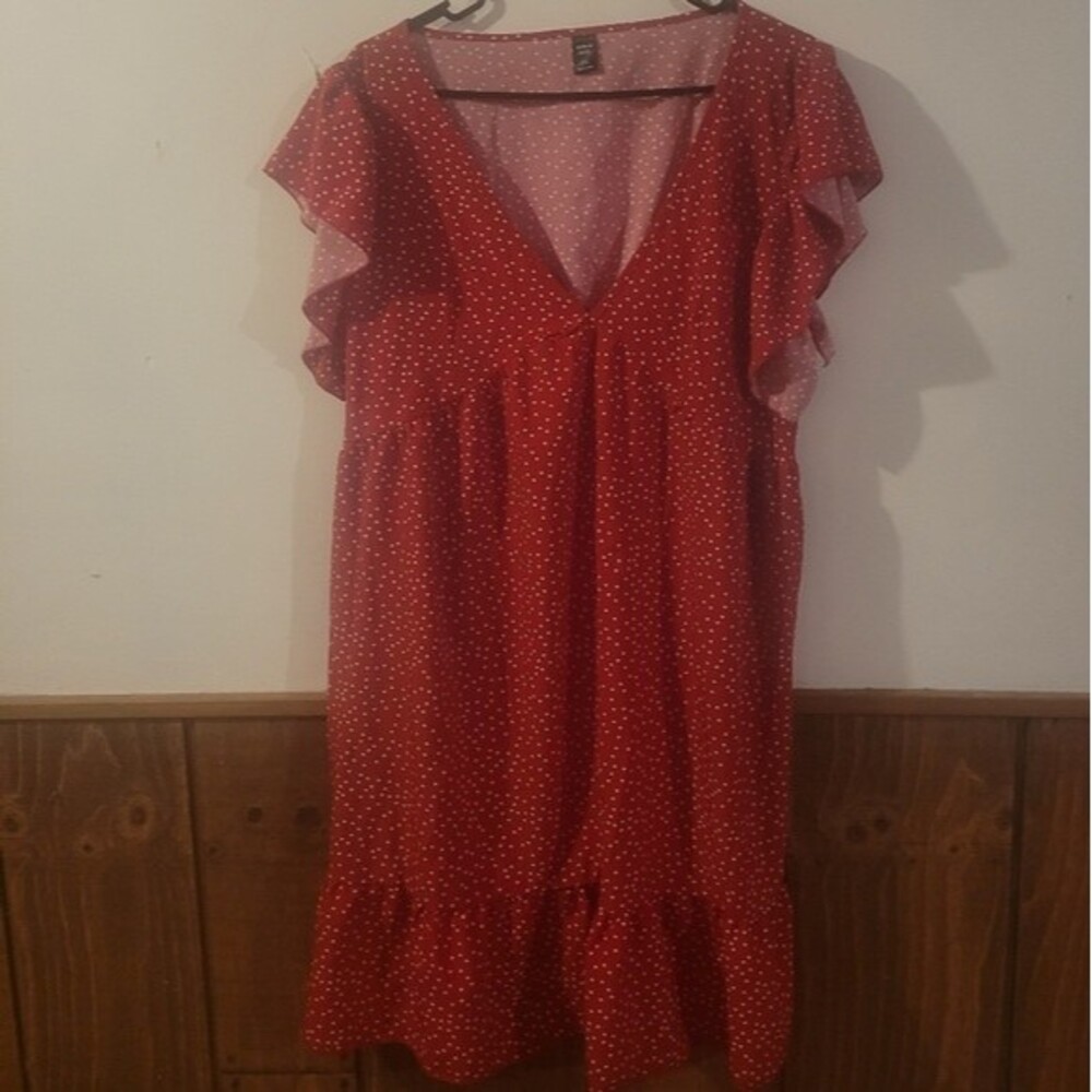 SHEIN CURVE Red/white polka dot dress